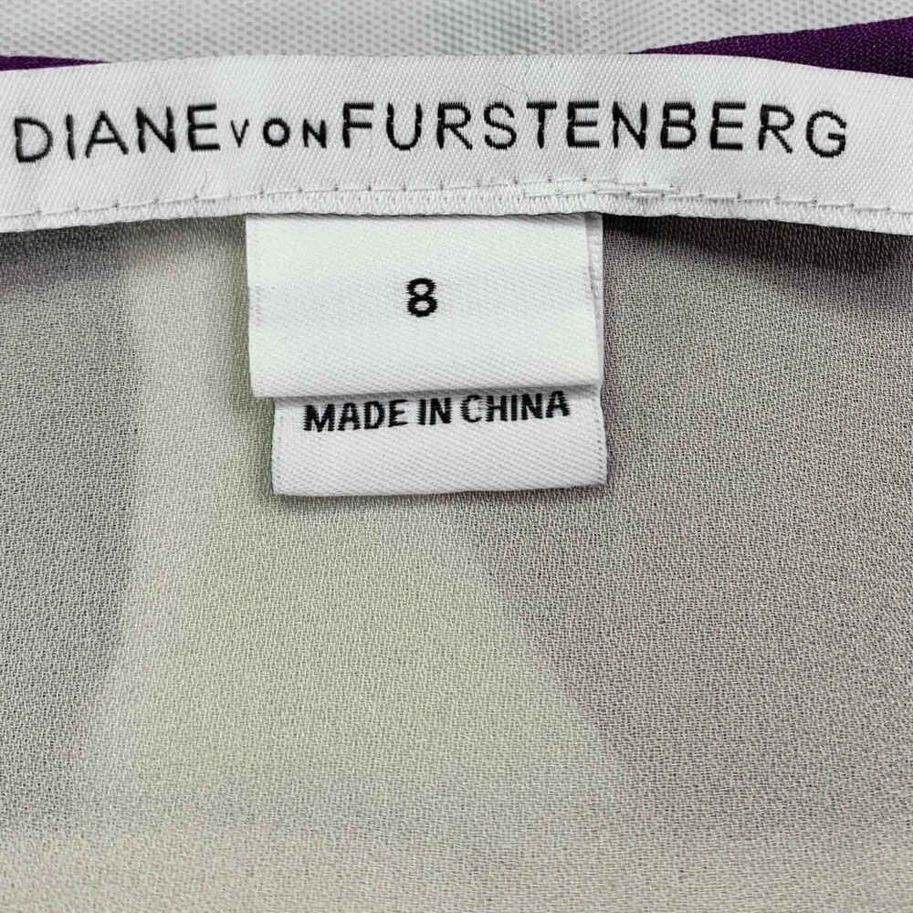 Diane Von Furstenberg Silk Mini Dress Purple Mint Retro Dot Drop Waist Size 8 - Picture 15 of 16
